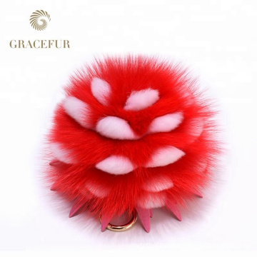 Different sizes fox tail fur ball purse charm keychain accessory